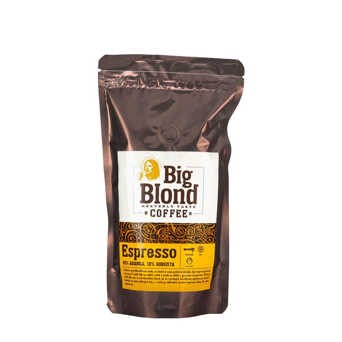 BIG BLOND ESPRESSO 85 % arabica, 15 % robusta BIG BLOND COFFEE 250 g