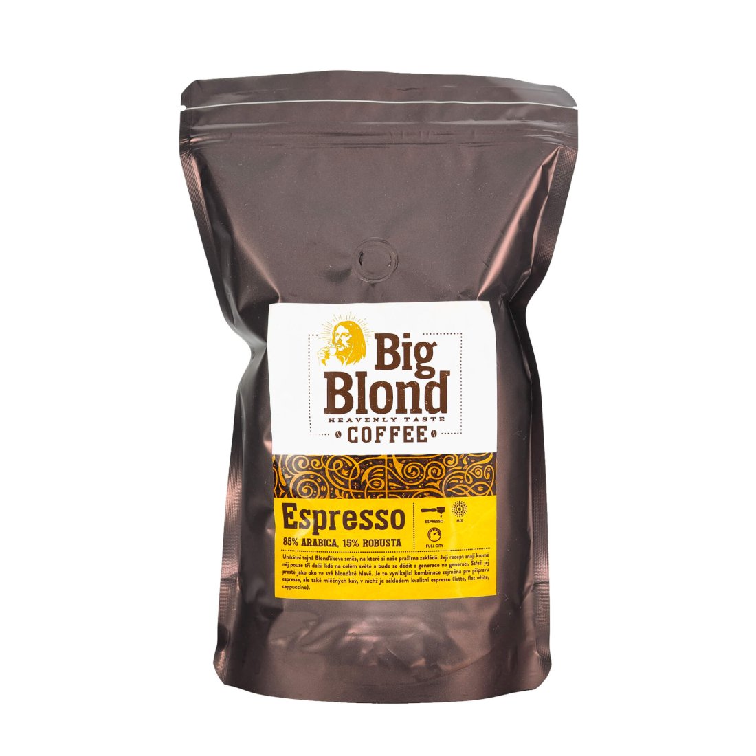 BIG BLOND ESPRESSO 85 % arabica, 15 % robusta BIG BLOND COFFEE 500 g