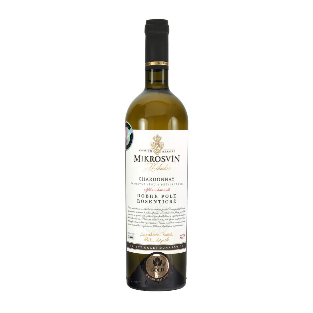 Chardonnay ROSENTICKÉ 2019 "Traditional line" výběr z hroznů MIKROSVÍN suché š. 920