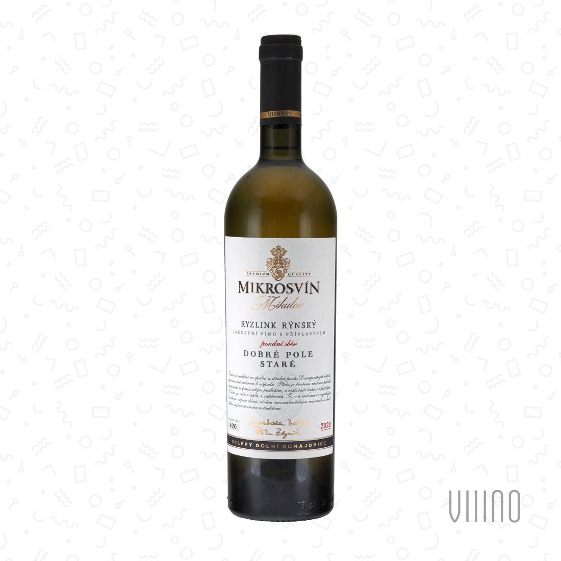 Ryzlink rýnský STARÉ 2020 "Traditional line" pozdní sběr MIKROSVÍN suché š. 026