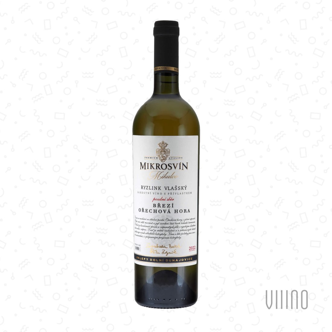 Ryzlink vlašský OŘECHOVÁ HORA 2022 "Traditional line" pozdní sběr MIKROSVÍN suché š. 227