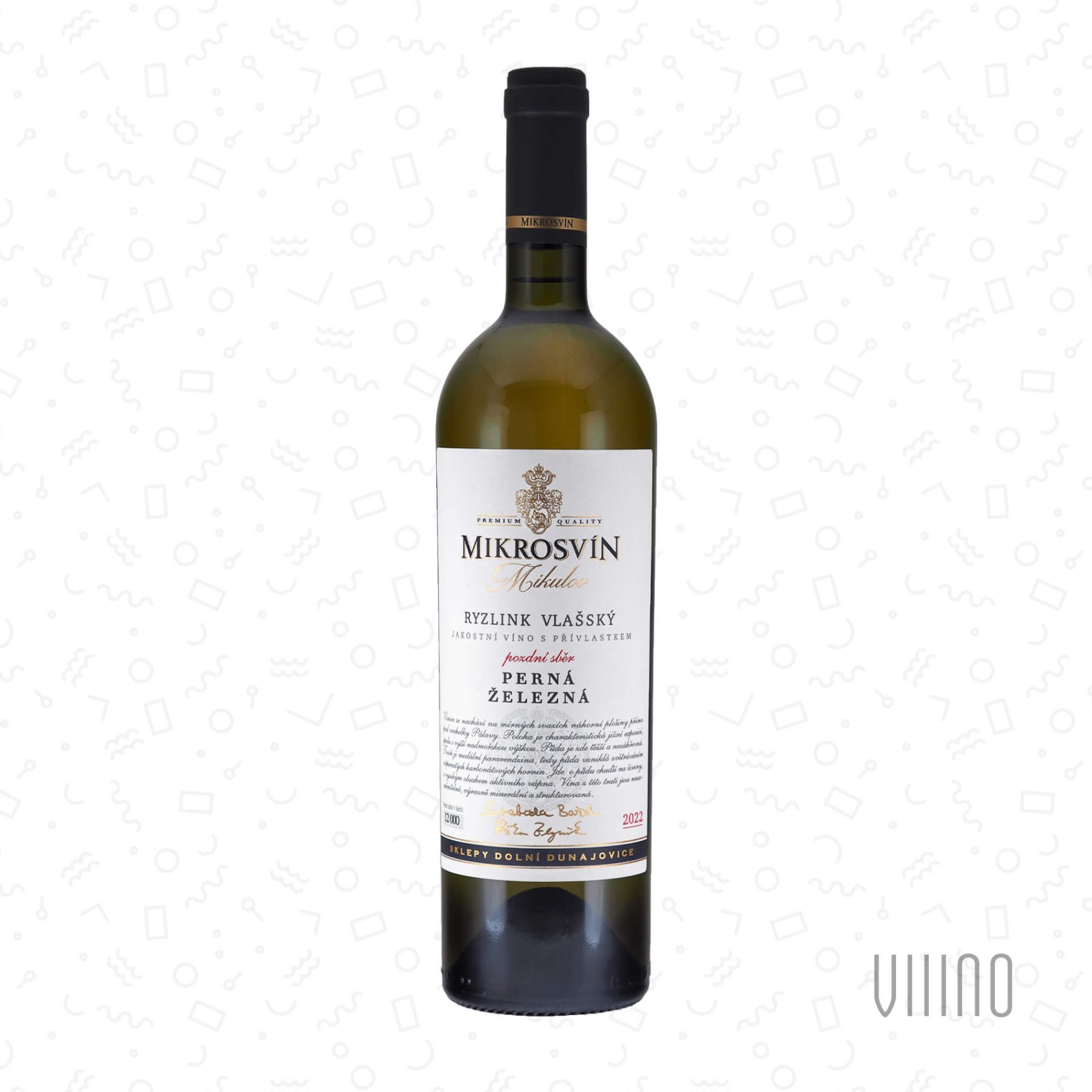 Ryzlink vlašský ŽELEZNÁ 2022 "Traditional line" pozdní sběr MIKROSVÍN suché š. 228