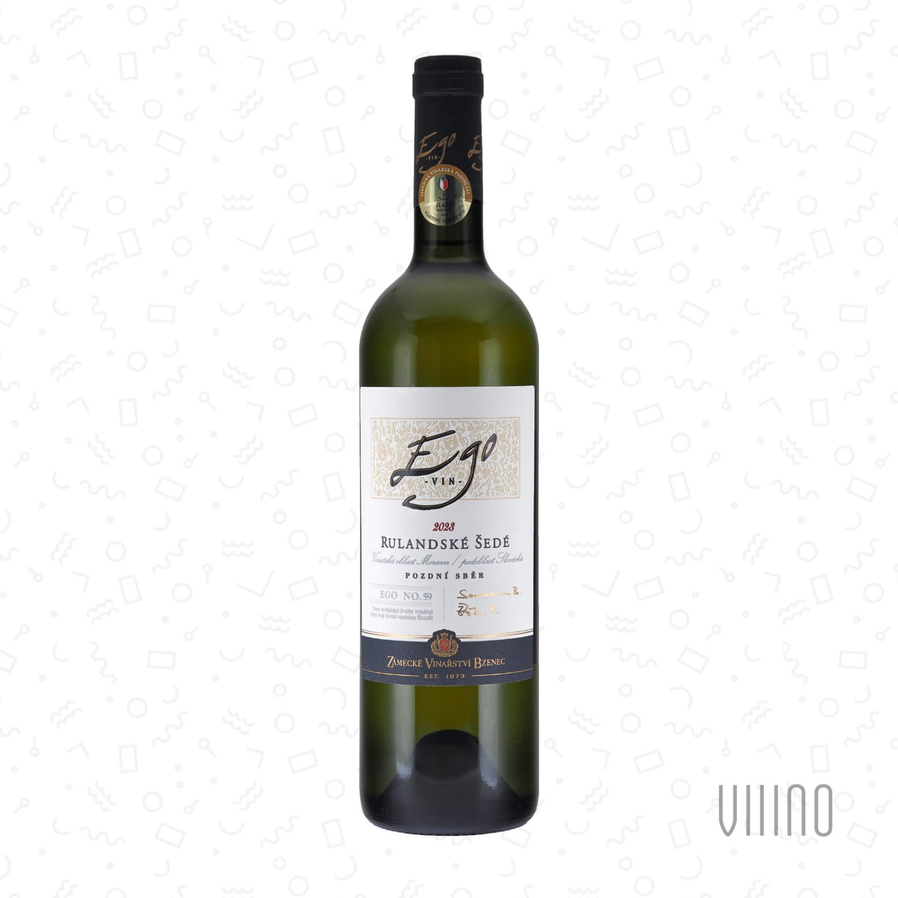 Rulandské šedé 2023 EGO No. 59 pozdní sběr ZÁMECKÉ VINAŘSTVÍ BZENEC "Moštěnsko & Starý hrad" suché š. 3133