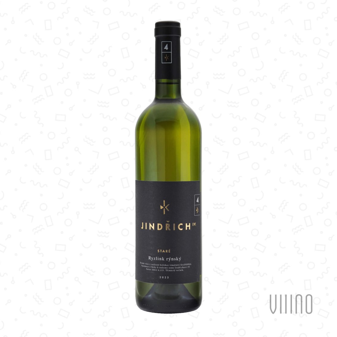 Ryzlink rýnský JINDŘICH IV. STARÉ 2023 K4 pozdní sběr VINAŘSTVÍ KADRNKA suché š. 14/23