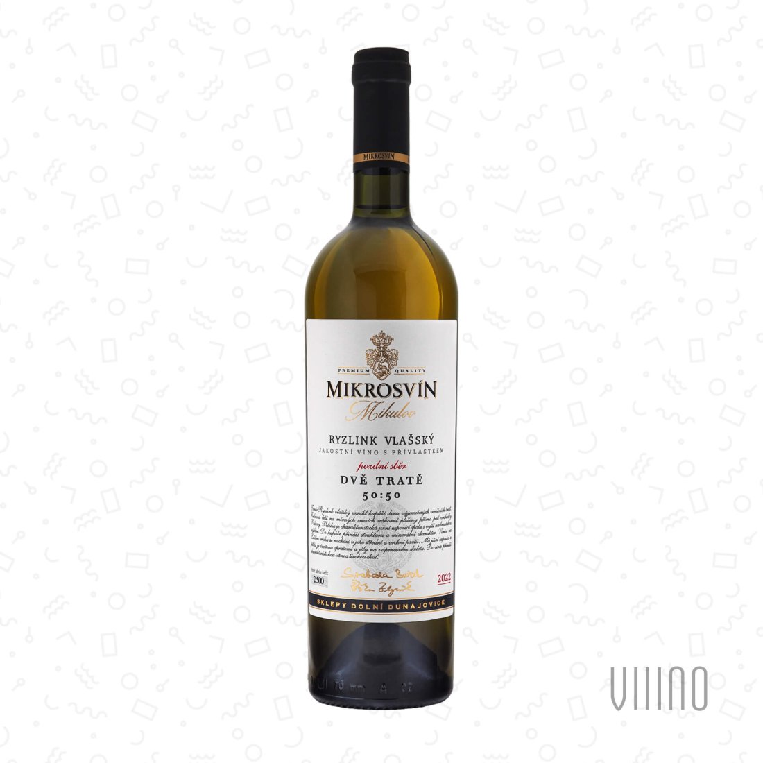 Ryzlink vlašský DVĚ TRATĚ 50:50 2022 "Traditional line" pozdní sběr MIKROSVÍN suché š. 229