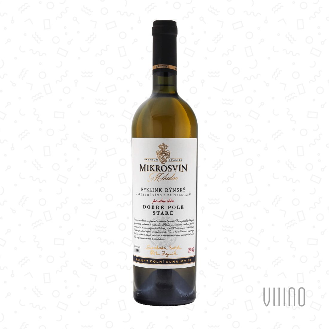 Ryzlink rýnský STARÉ 2022 "Traditional line" pozdní sběr MIKROSVÍN suché š. 238