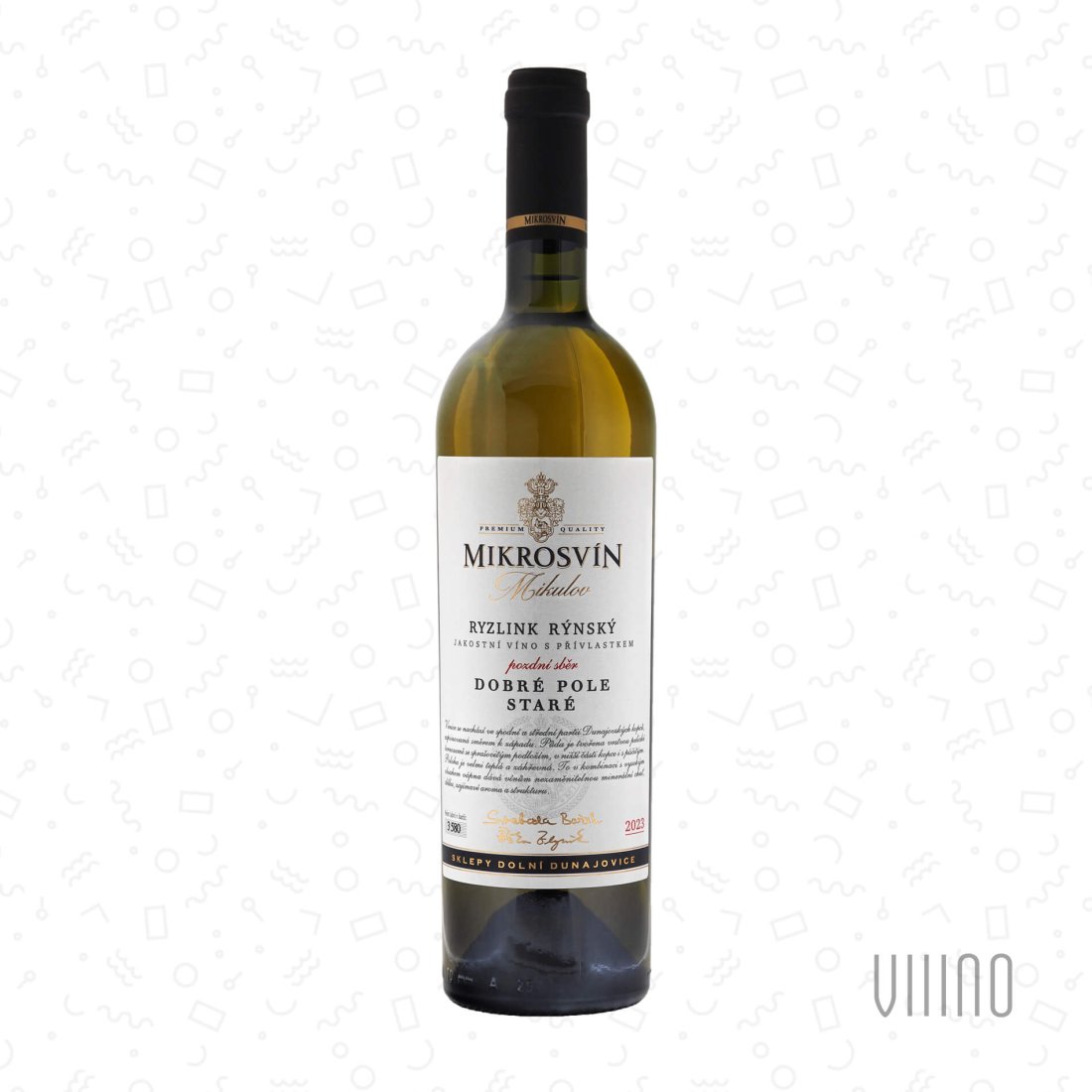 Ryzlink rýnský STARÉ 2023 "Traditional line" pozdní sběr MIKROSVÍN suché š. 317