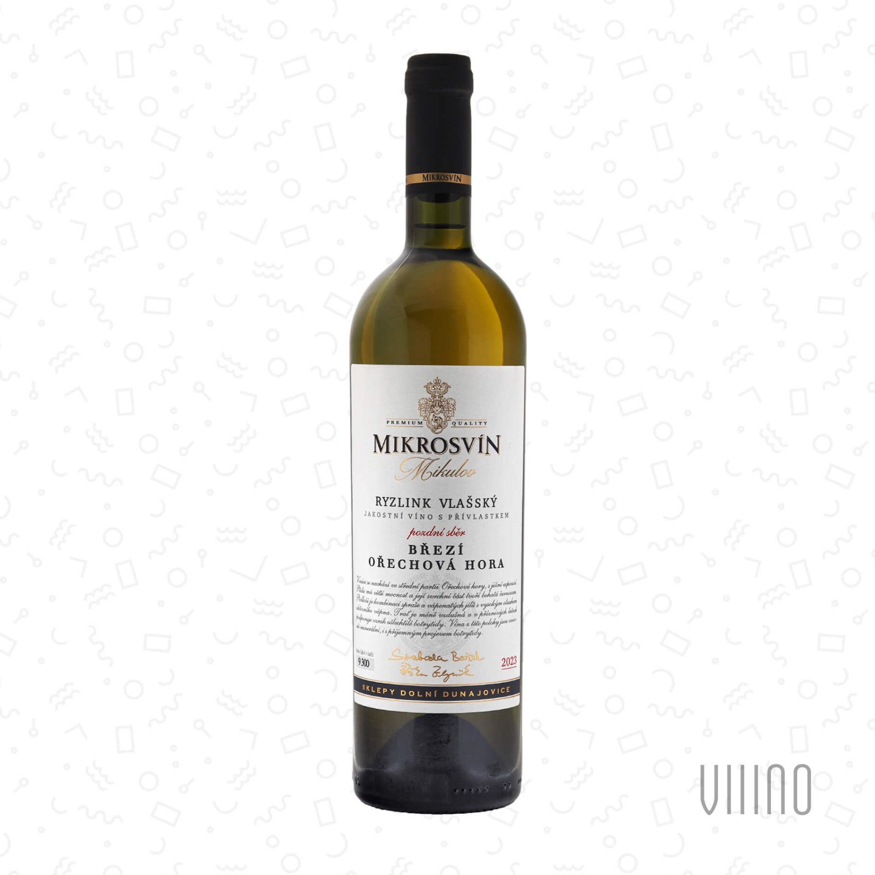 Ryzlink vlašský OŘECHOVÁ HORA 2023 "Traditional line" pozdní sběr MIKROSVÍN suché š. 319