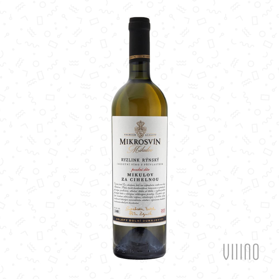 Ryzlink rýnský ZA CIHELNOU 2023 "Traditional line" pozdní sběr MIKROSVÍN suché š. 318