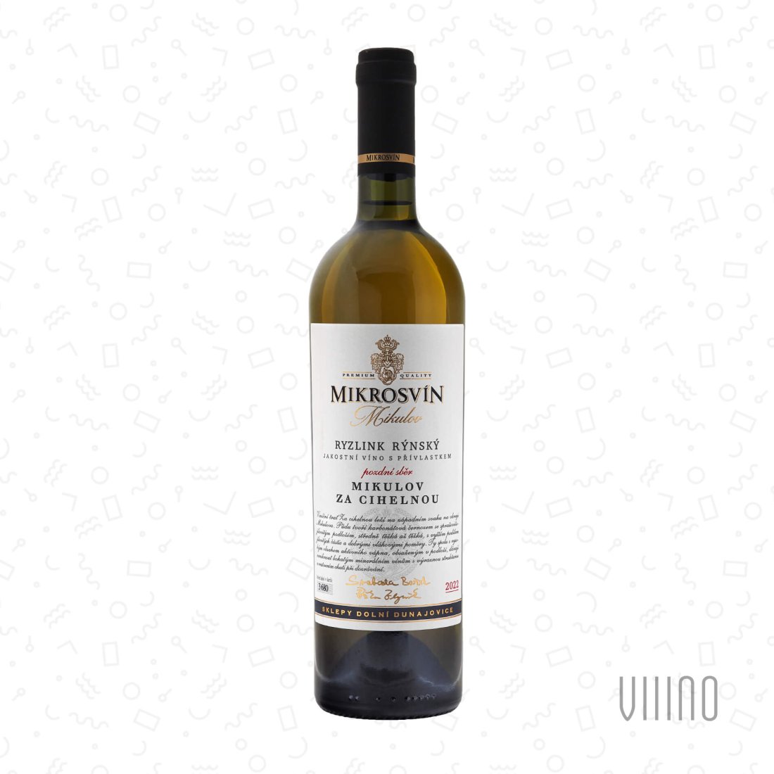 Ryzlink rýnský ZA CIHELNOU 2022 "Traditional line" pozdní sběr MIKROSVÍN suché š. 233