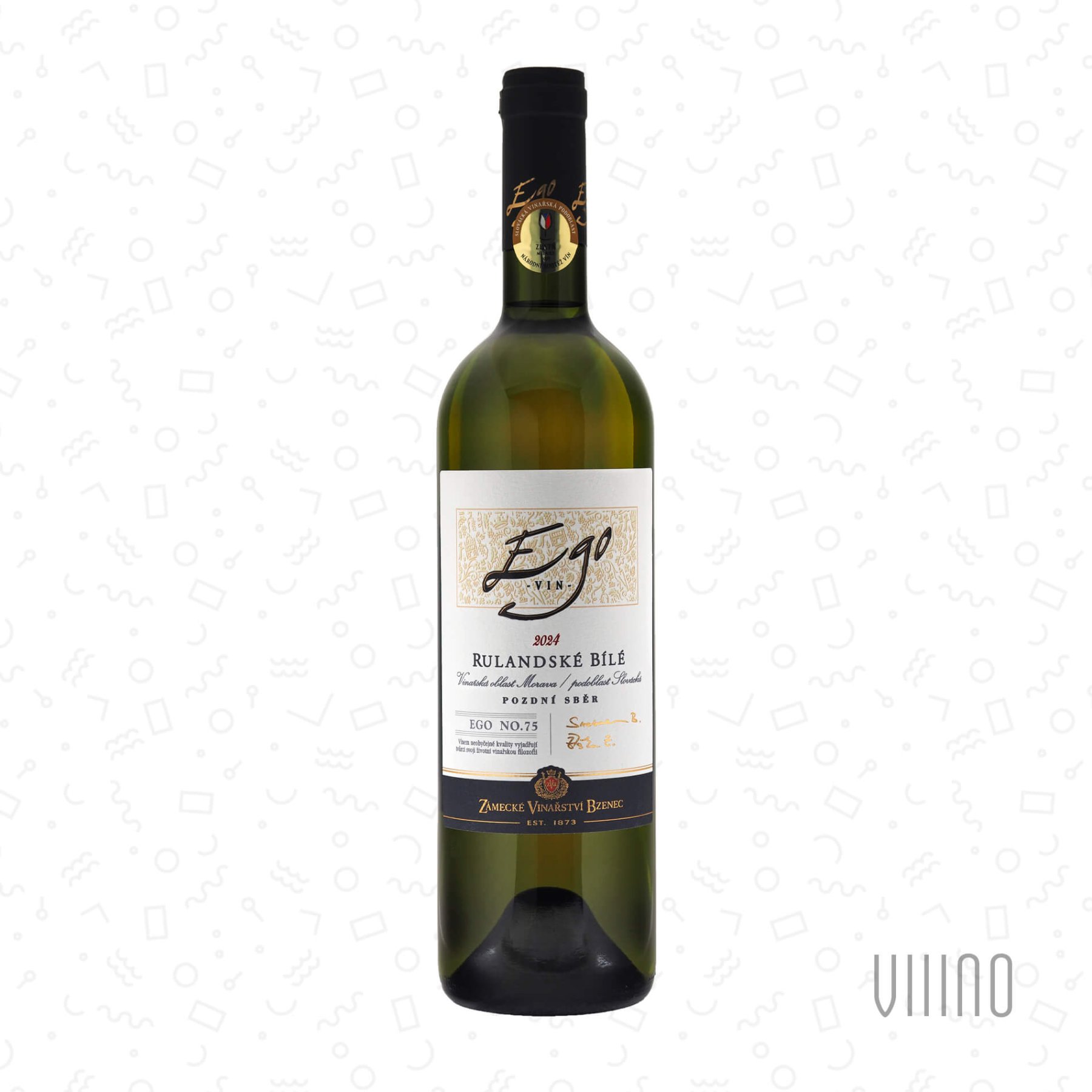 Rulandské bílé 2024 EGO No. 75 pozdní sběr ZÁMECKÉ VINAŘSTVÍ BZENEC "Klínky" suché š. 4125