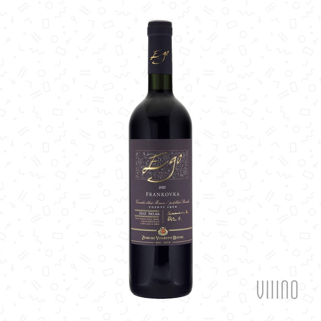 Frankovka 2022 EGO No. 66 pozdní sběr ZÁMECKÉ VINAŘSTVÍ BZENEC "Klínky" suché š. 2566