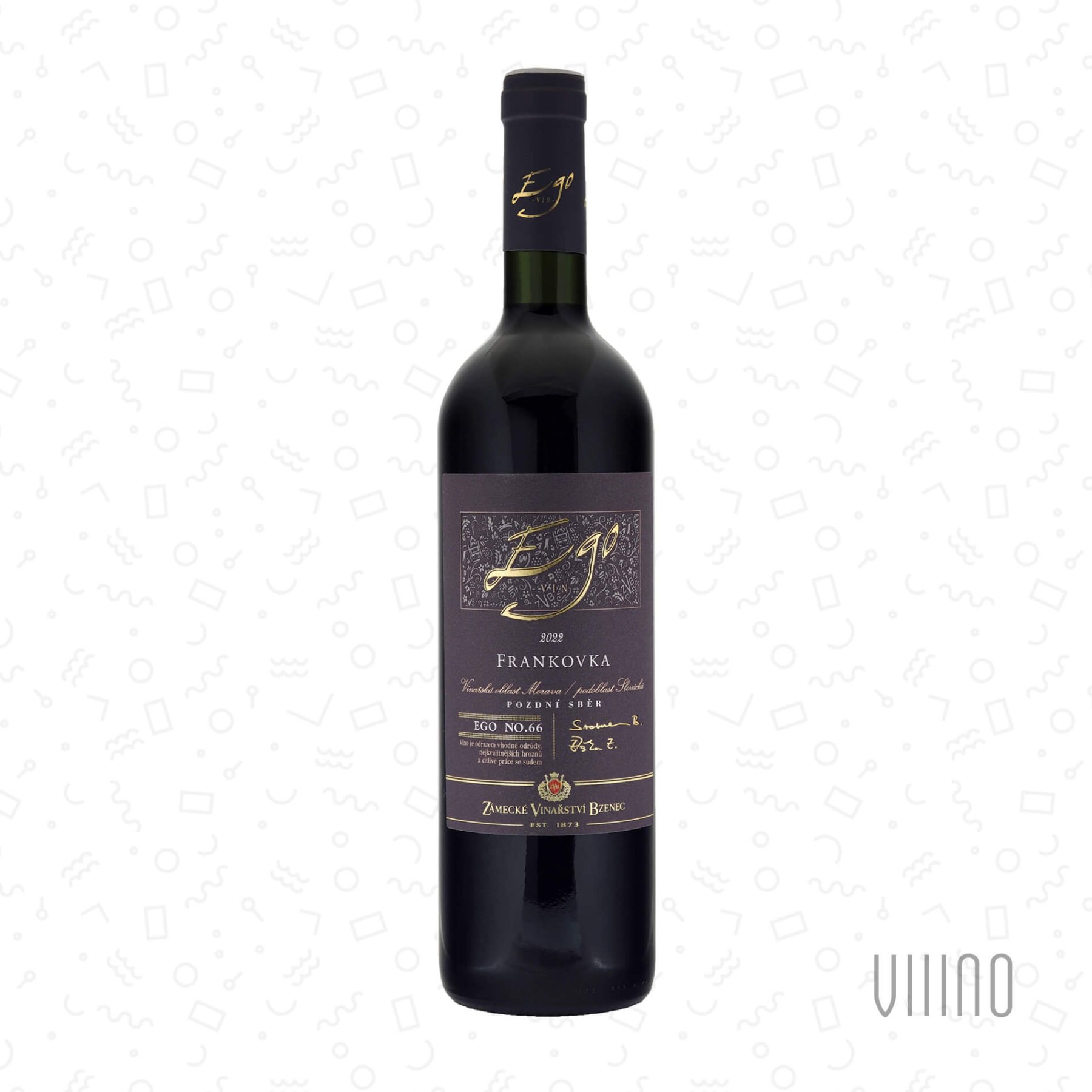 Frankovka 2022 EGO No. 66 pozdní sběr ZÁMECKÉ VINAŘSTVÍ BZENEC "Klínky" suché š. 2566