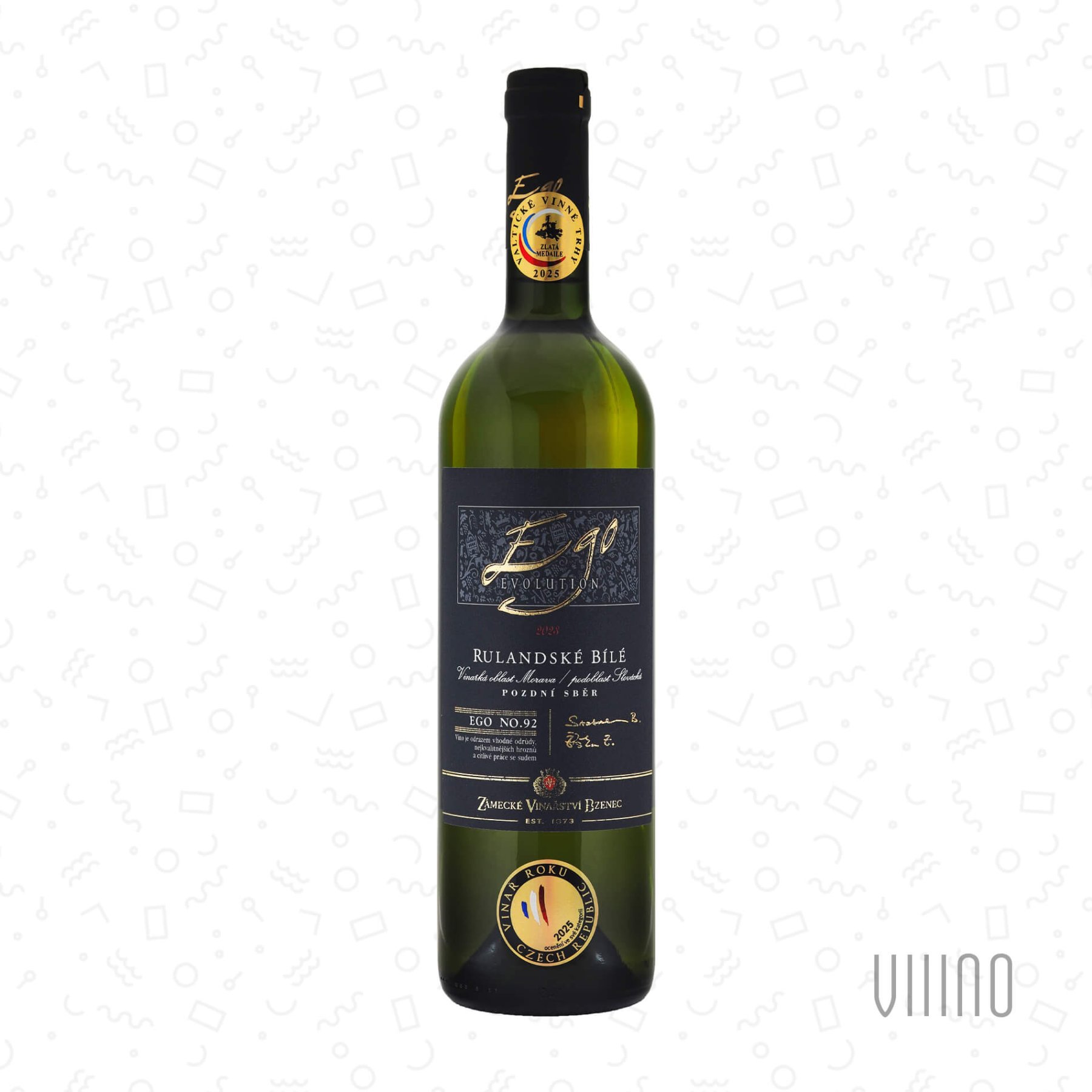 Rulandské bílé 2023 EGO Evolution No. 92 pozdní sběr ZÁMECKÉ VINAŘSTVÍ BZENEC "Klínky" suché š. 3193